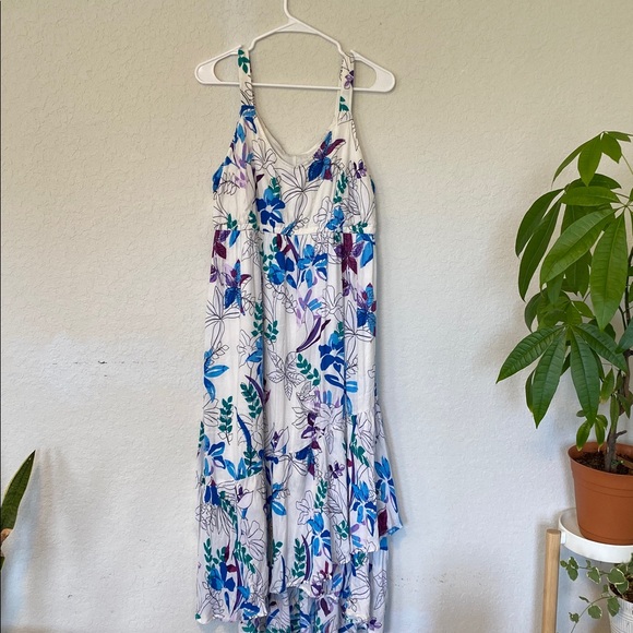 Isabel Maternity by Ingrid & Isabel Floral Midi Dress - Blue and Purple - Picture 1 of 5